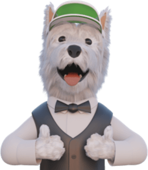 Betpal dog mascot thumbs up