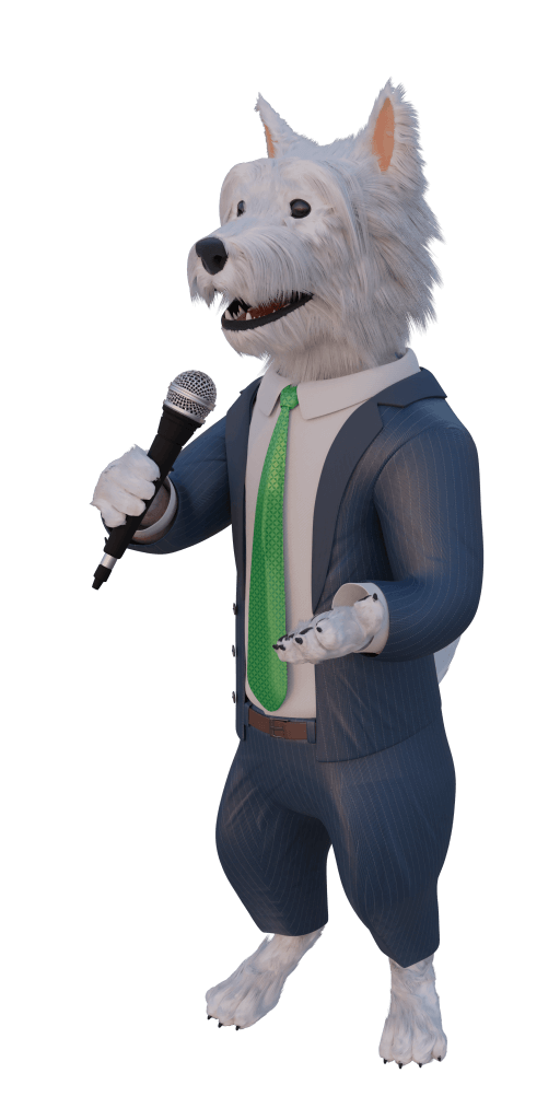 betpal dog mascot talking to a microphone
