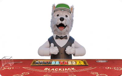 betpal dog mascot playing blackjack