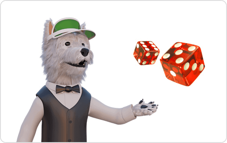 Betpal dog mascot throwing dice