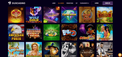 Example of games at DuxCasino