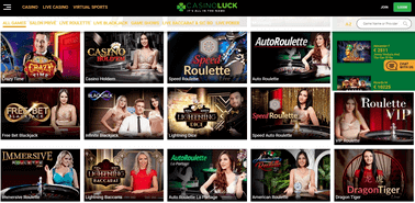 Example of live casino games at Casino Luck