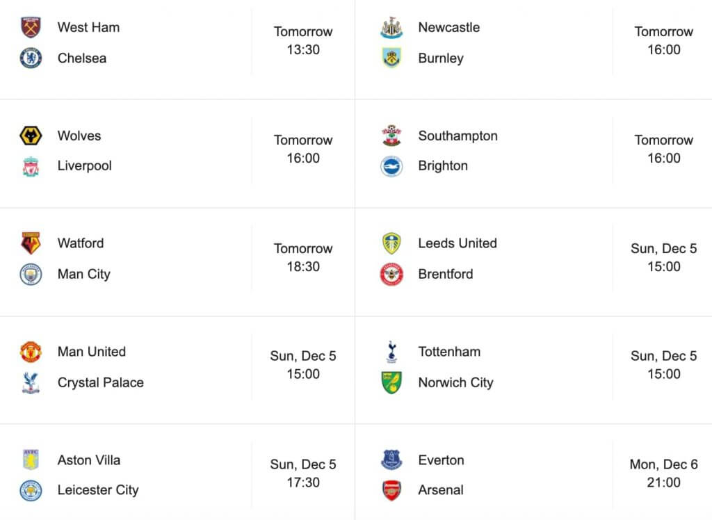 epl matchday 15