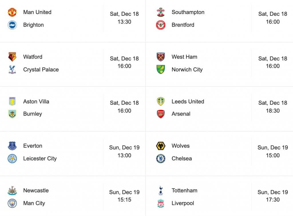 epl matchday 18